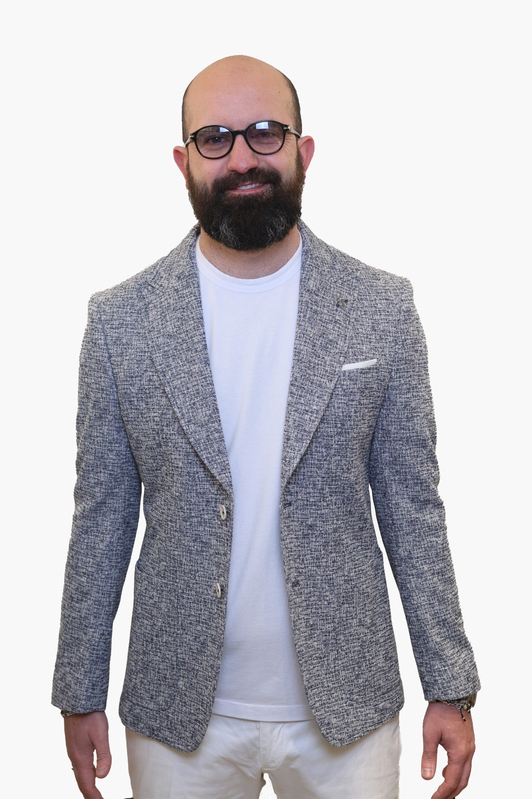 BERRY & BRIAN GIACCA FANTASIA IN COTONE BLU
