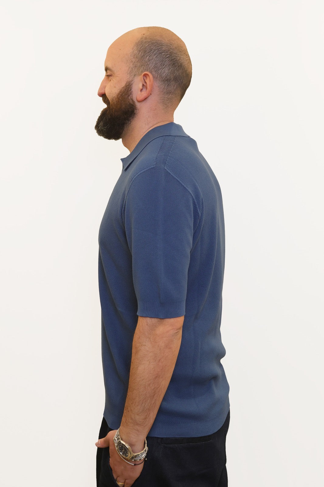 AROVESCIO POLO DERBY PUNTO RISO IN COTONE BLU ELETTRICO