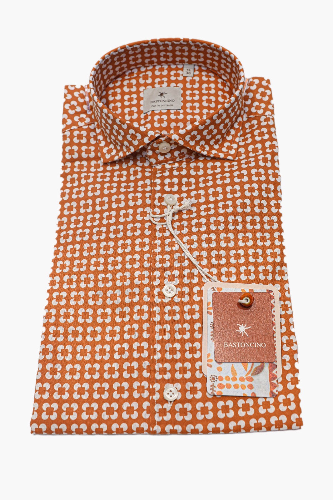 BASTONCINO CAMICIA FLOWER IN COTONE ARANCIO