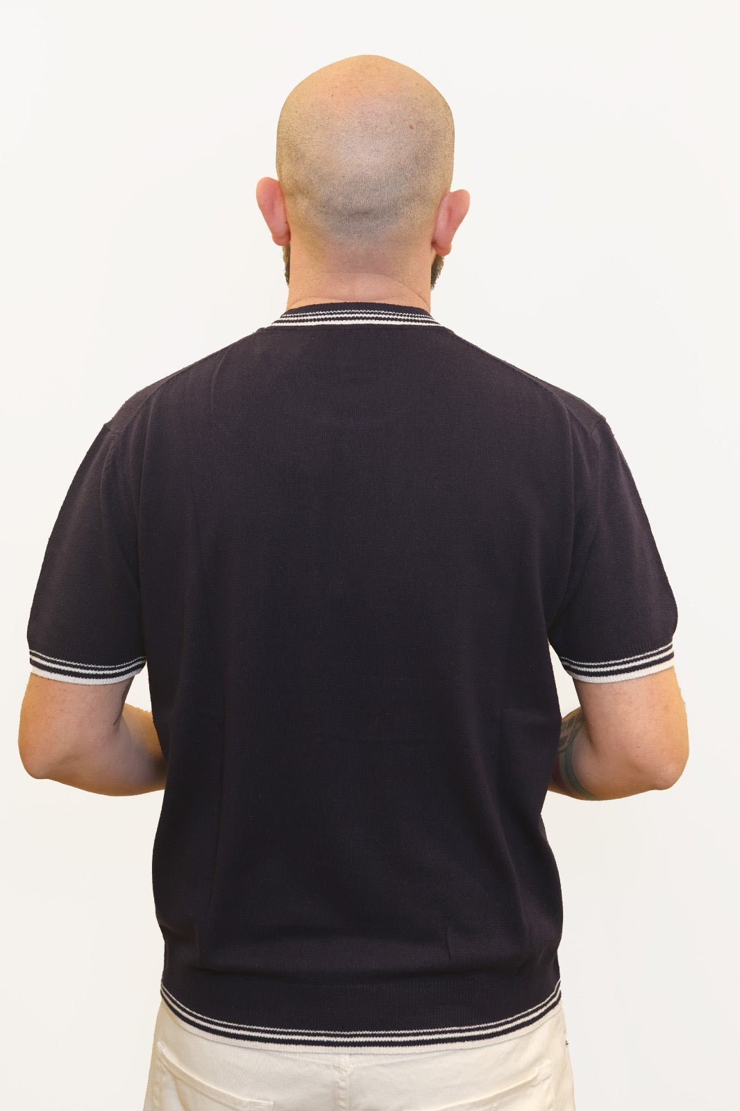 PAOLO PECORA T-SHIRT CON TASCHINO IN SETA BLU NAVY
