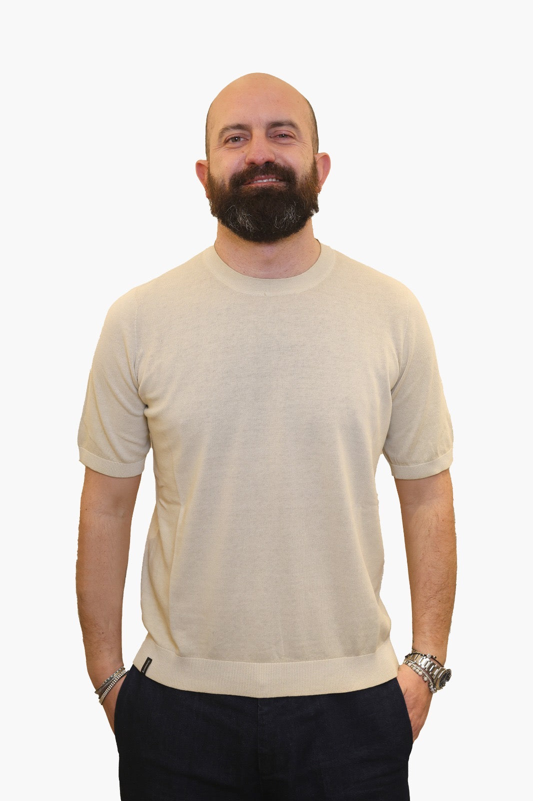 AROVESCIO T-SHIRT EFFETTO FADE IN COTONE BEIGE