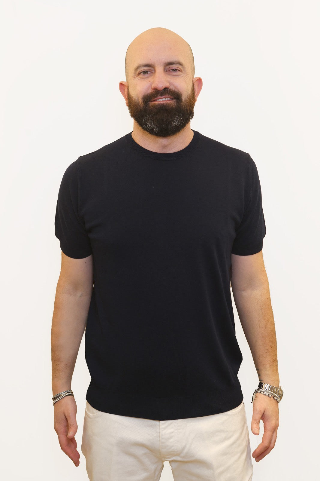 RETOIS T-SHIRT IN CRĖPE DI COTONE BLU NAVY