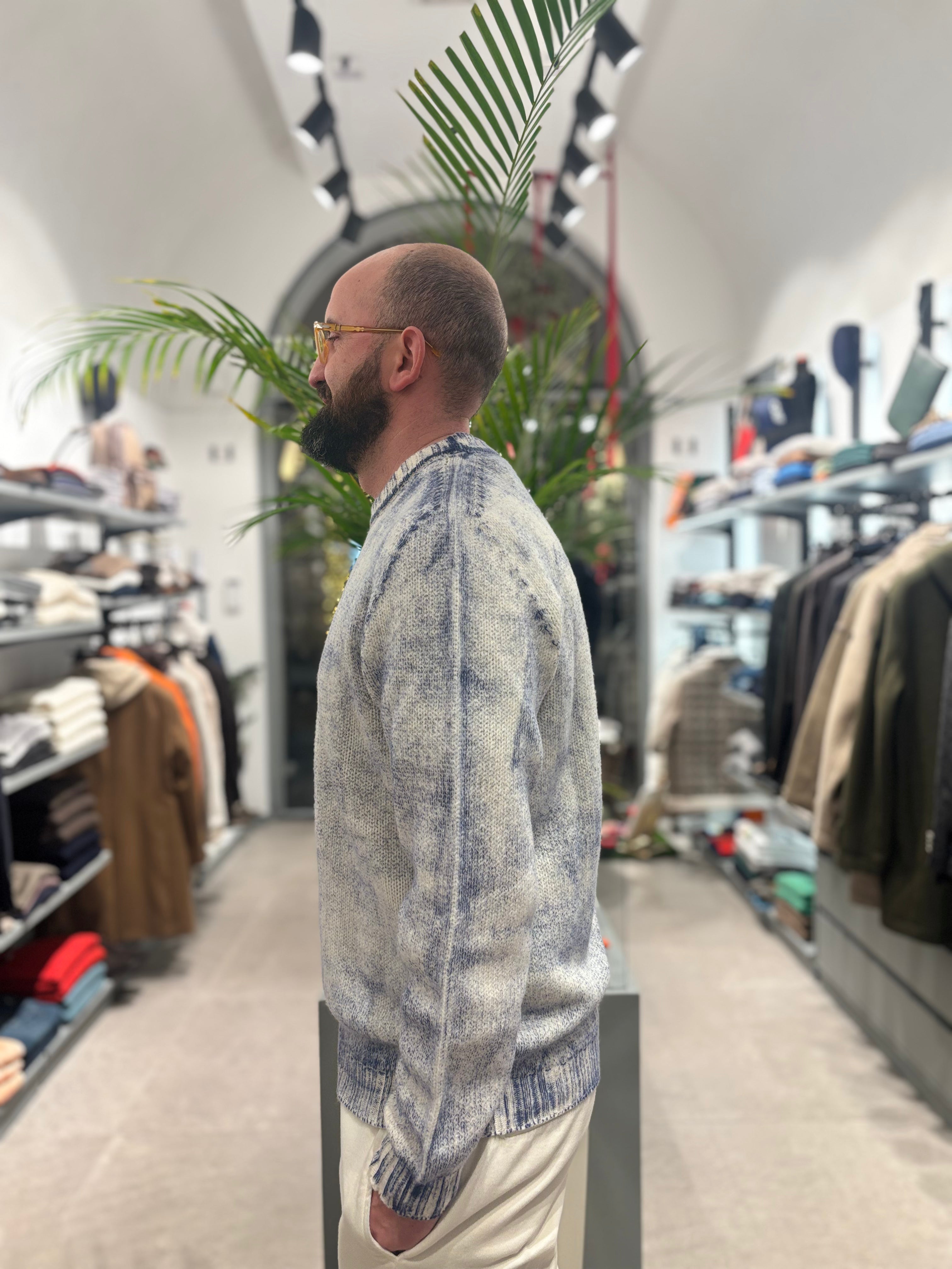 AROVESCIO MAGLIONE IN LANA-CACHEMIRE REVERSIBILE BLU