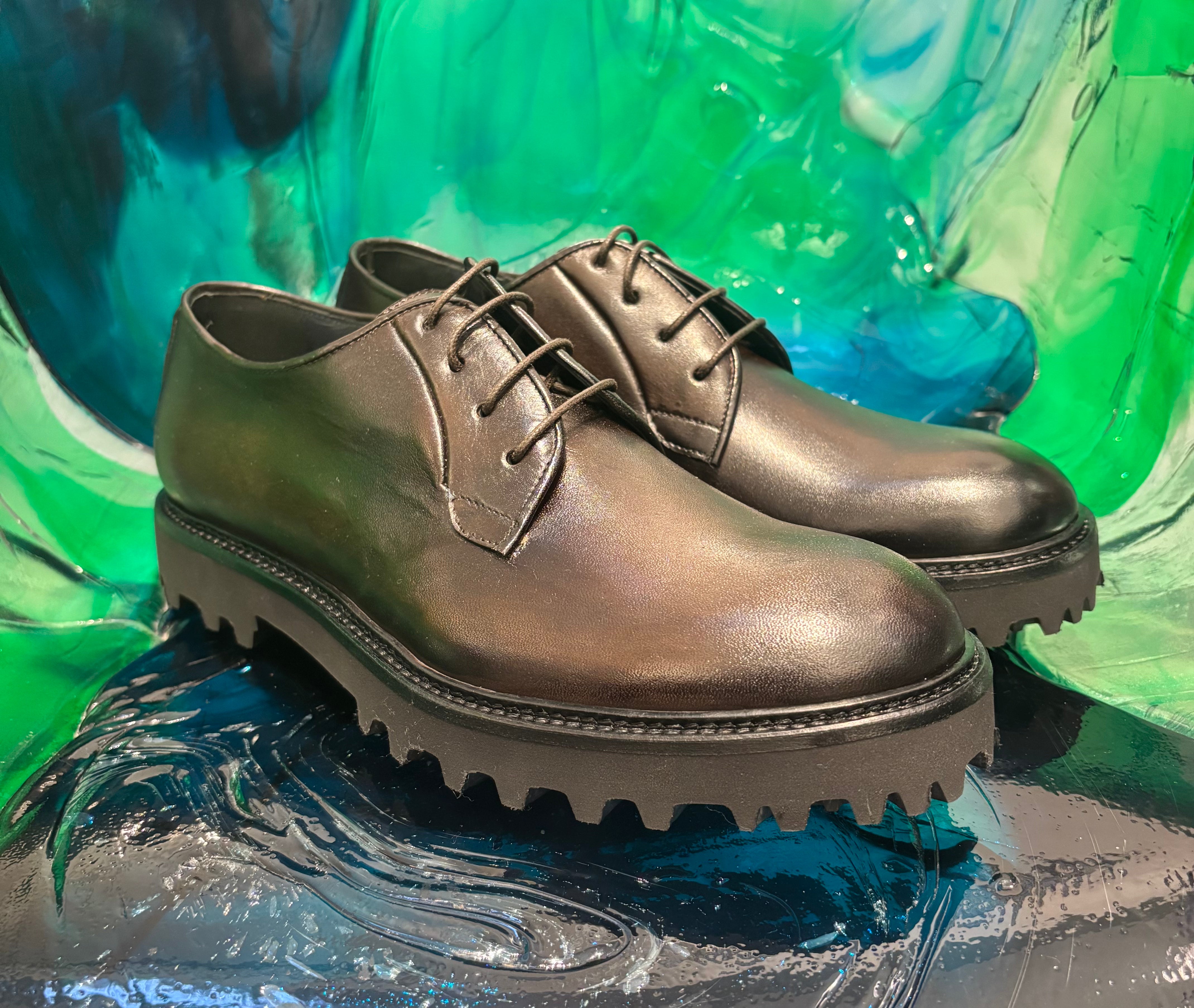 F.LLI RENNELLA STRINGATE DERBY IN PELLE MORO