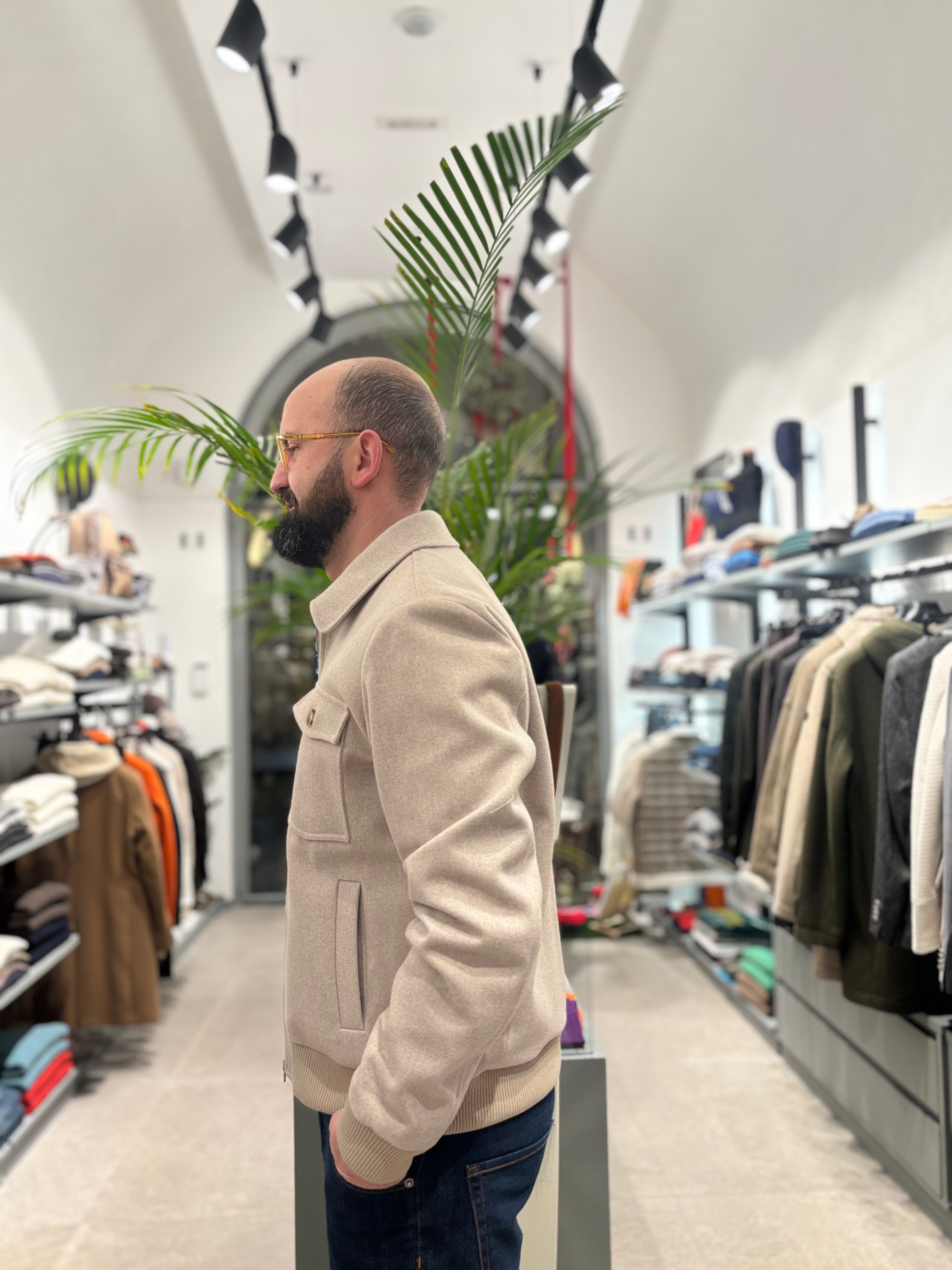 RPL GIUBBOTTO AVIATORE IN LANA BEIGE