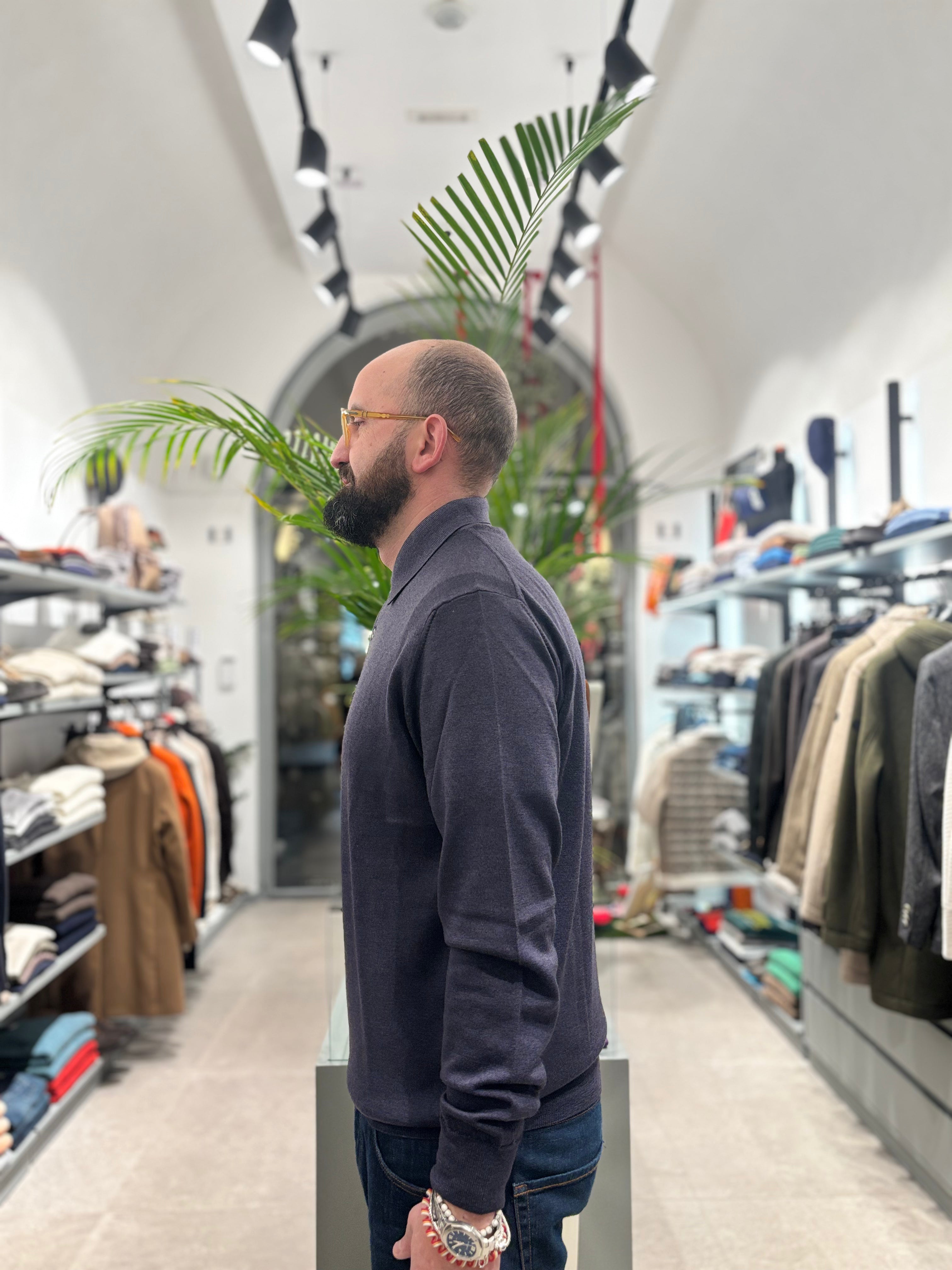 RETOIS POLO IN LANA MERINOS OLD AVION