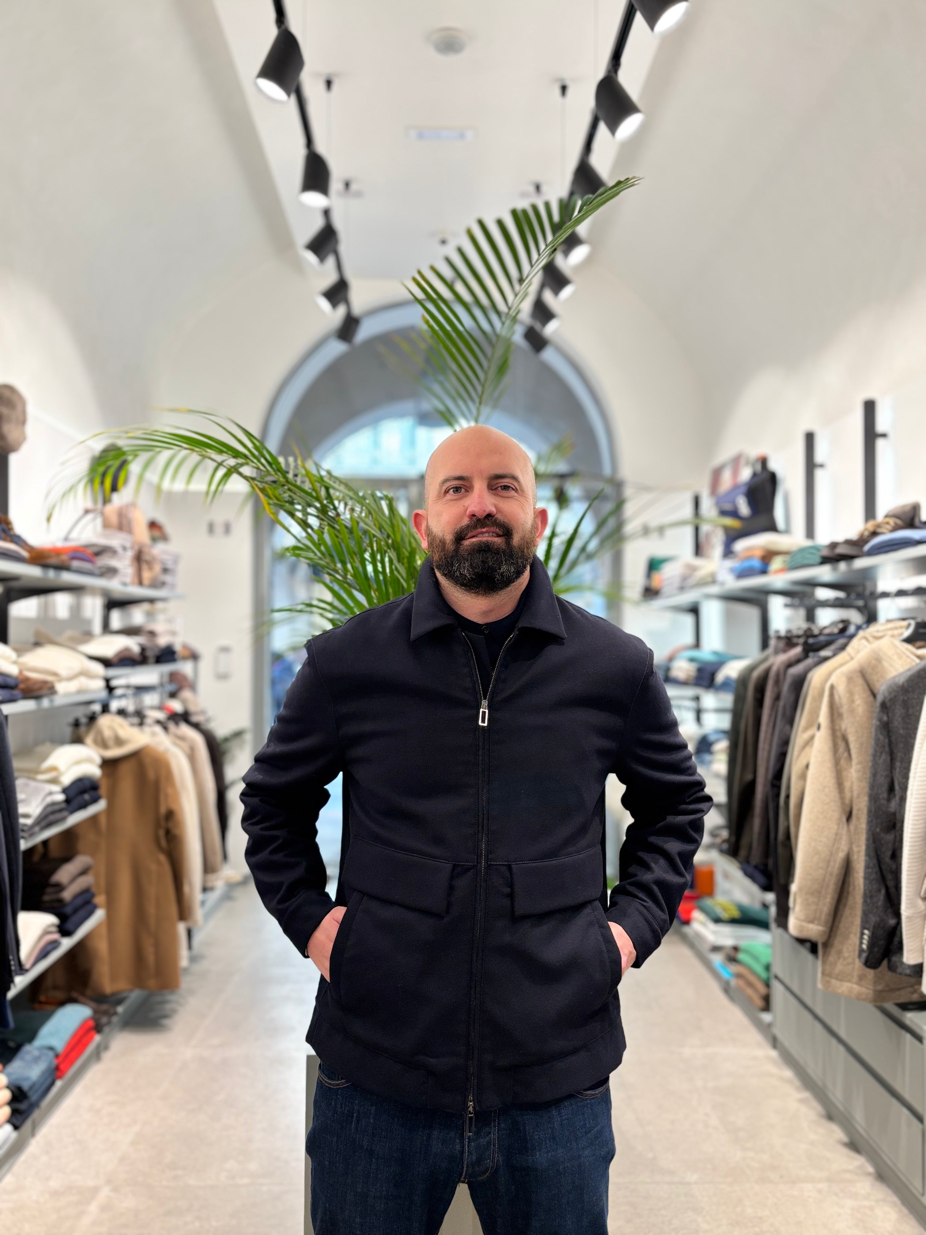 PAOLO PECORA GIUBBOTTO IN LANA BLU