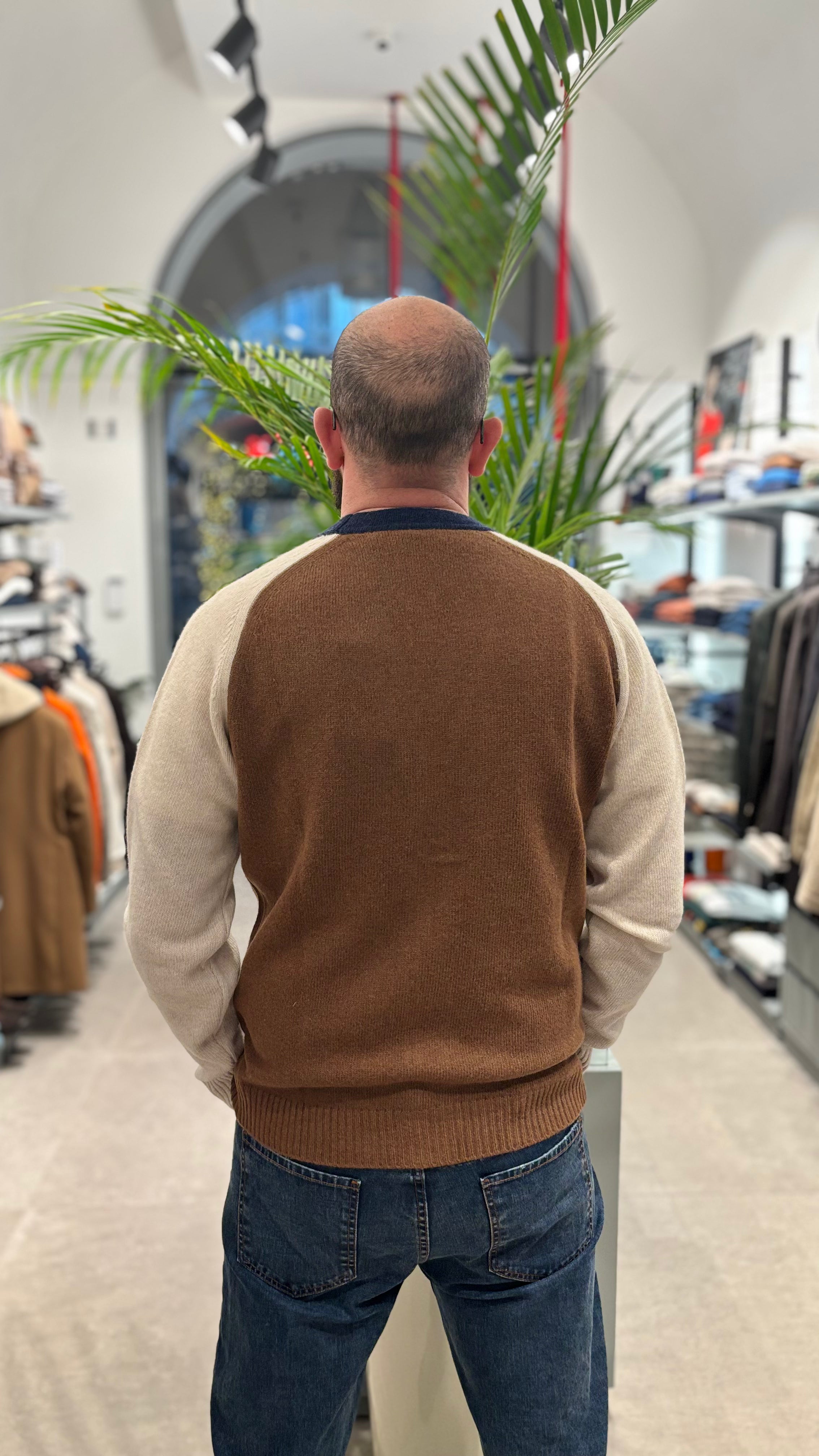 WOOL&CO CARDIGAN MULTICOLOR MARRONE-BEIGE-BLU