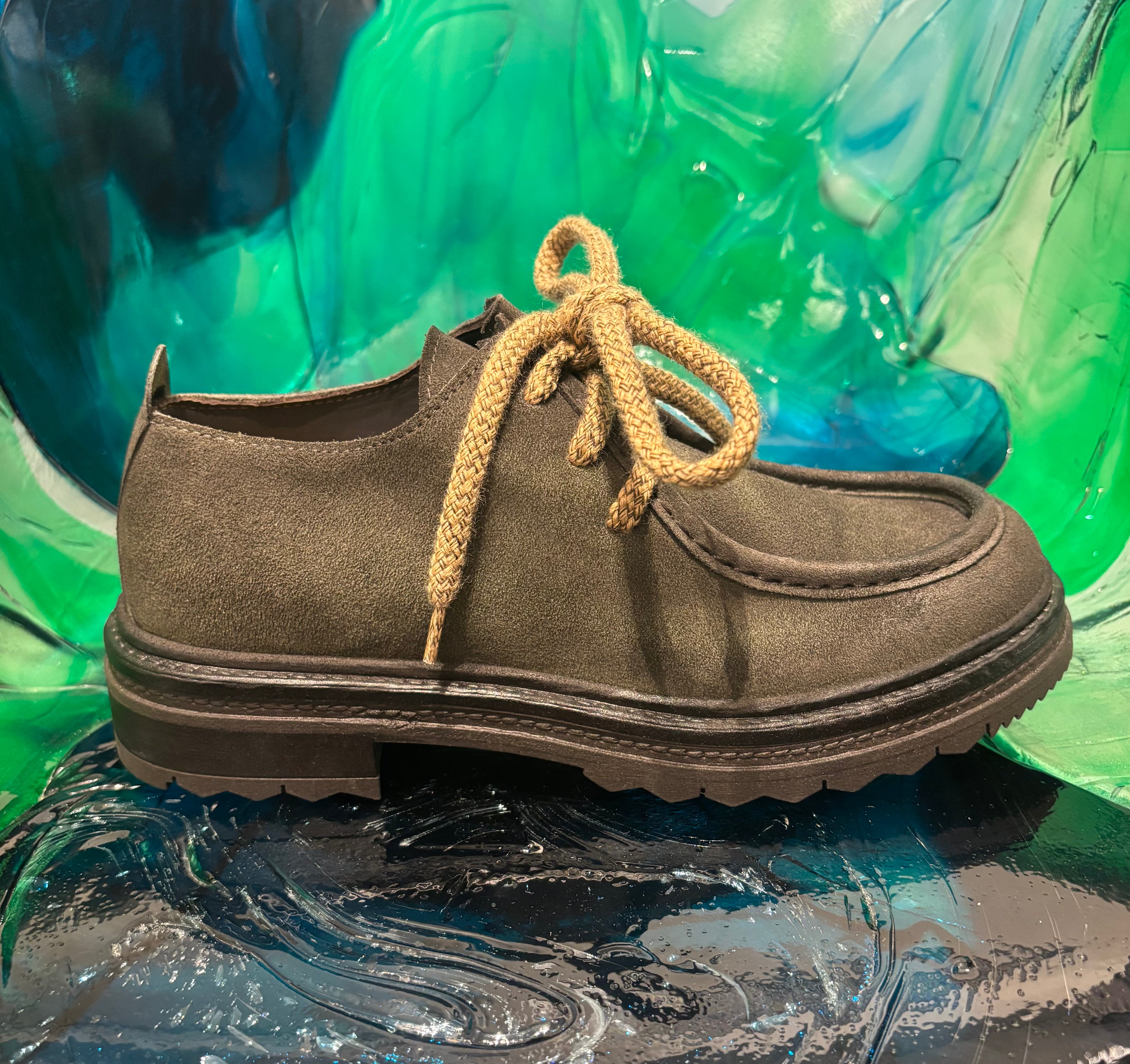 F.LLI RENNELLA STRINGATE IN CAMOSCIO VERDE