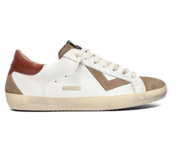 4B12 SNEAKERS SUPRIME-U210 BIANCO E COGNAC