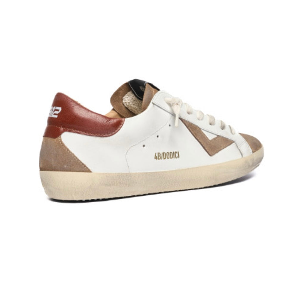 4B12 SNEAKERS SUPRIME-U210 BIANCO E COGNAC