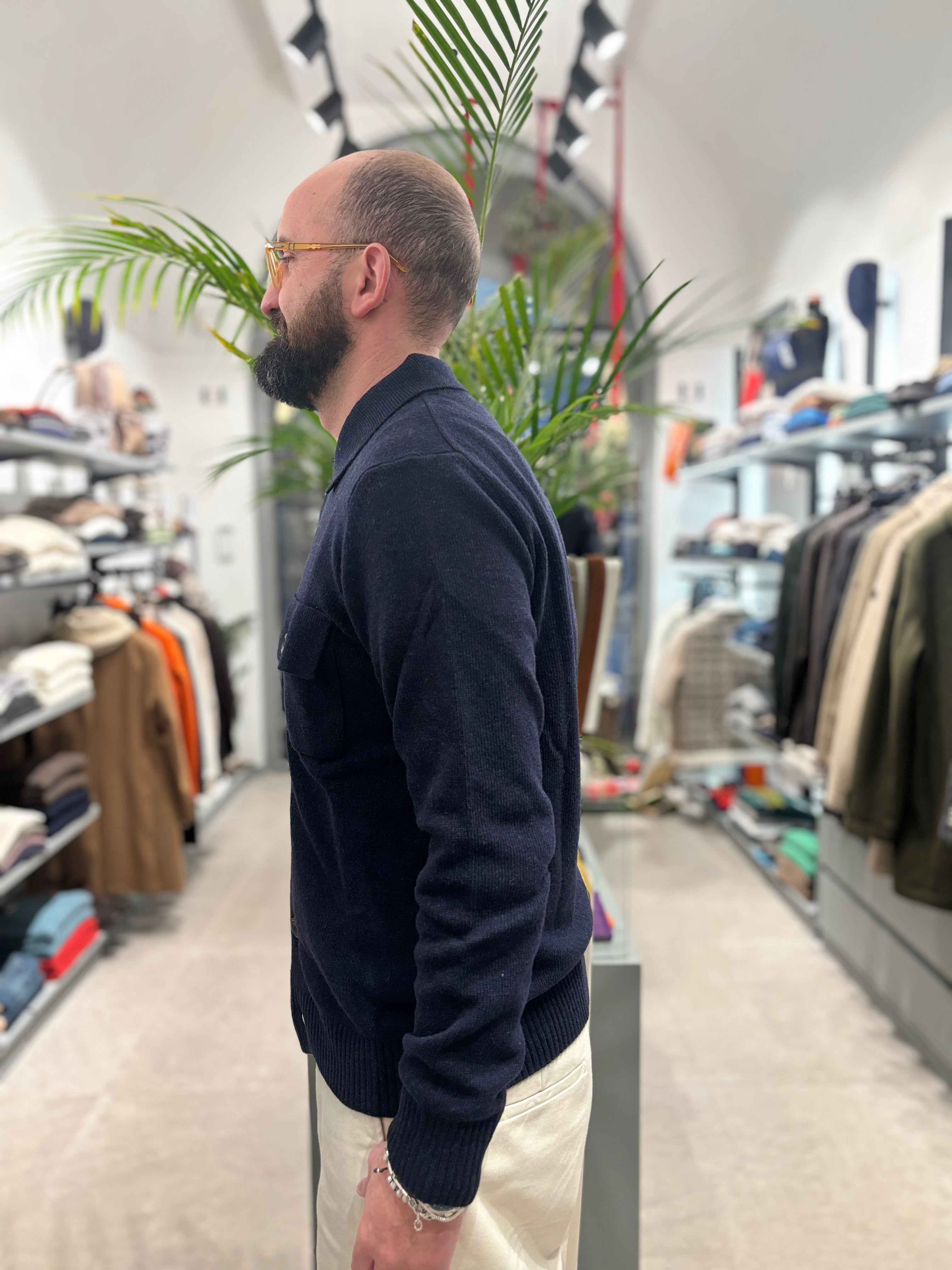 RETOIS CARDIGAN IN LANA BLU