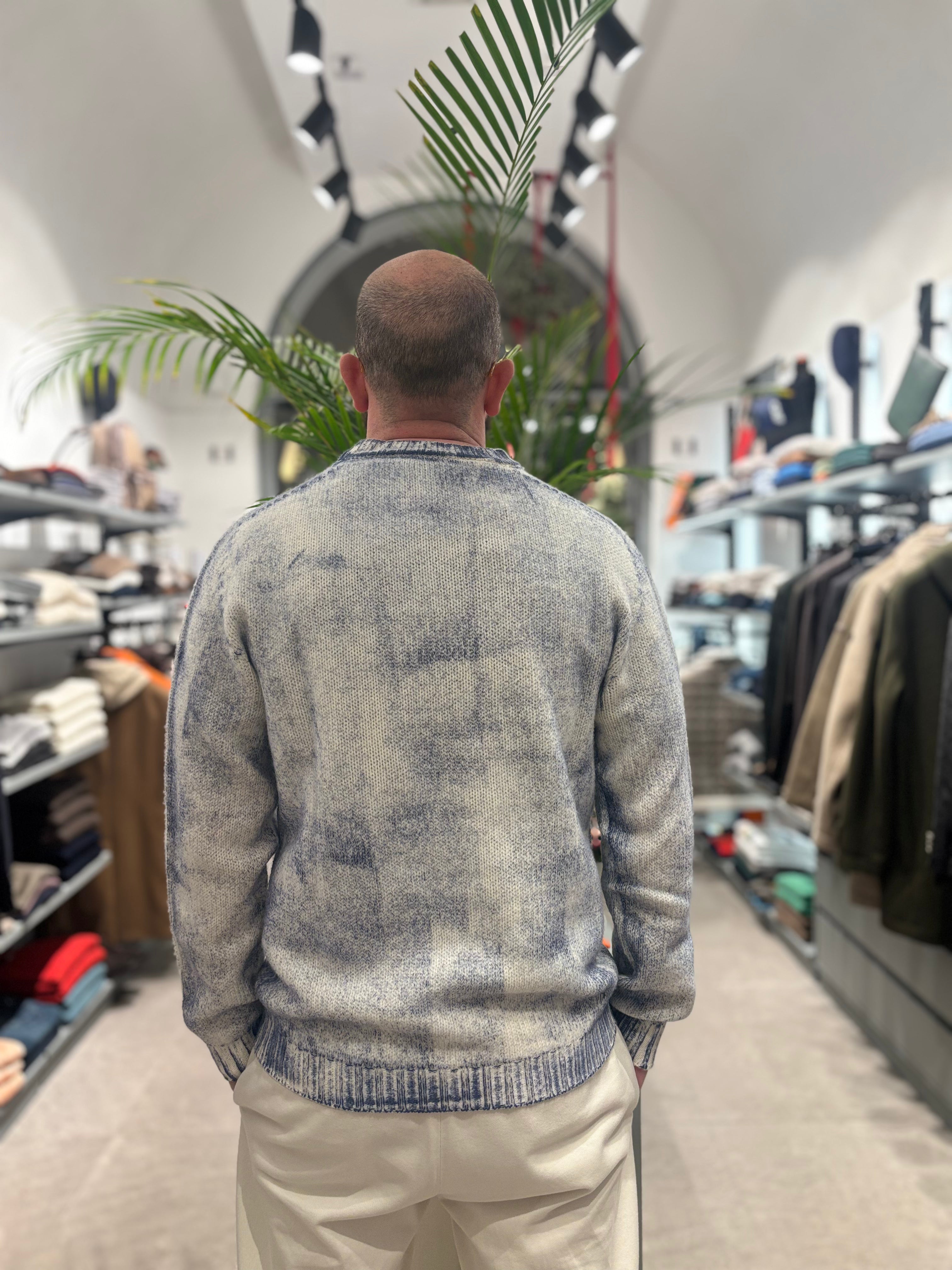 AROVESCIO MAGLIONE IN LANA-CACHEMIRE REVERSIBILE BLU