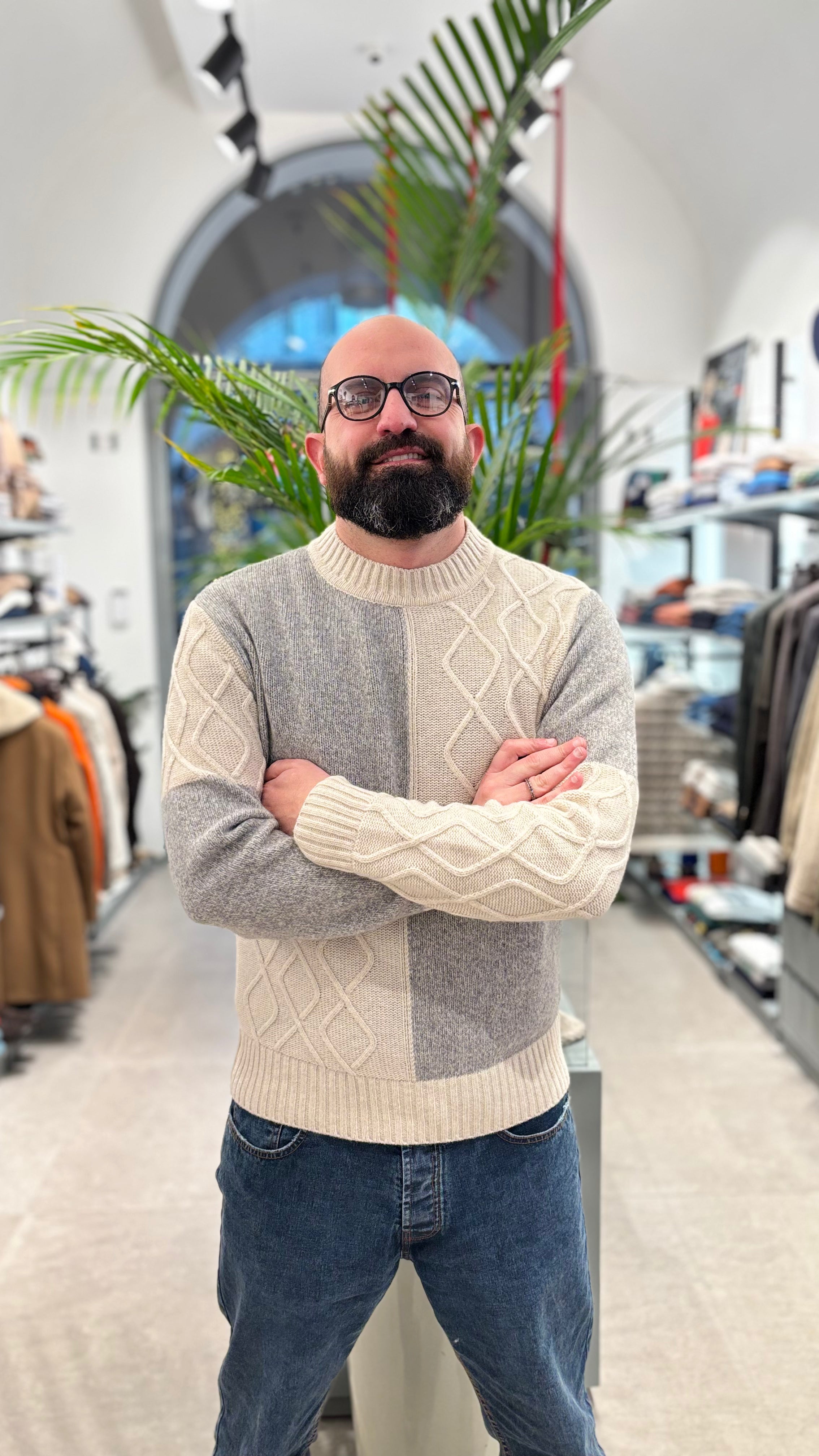 WOOL&CO MAGLIONE BLOCK BICOLORE LANA