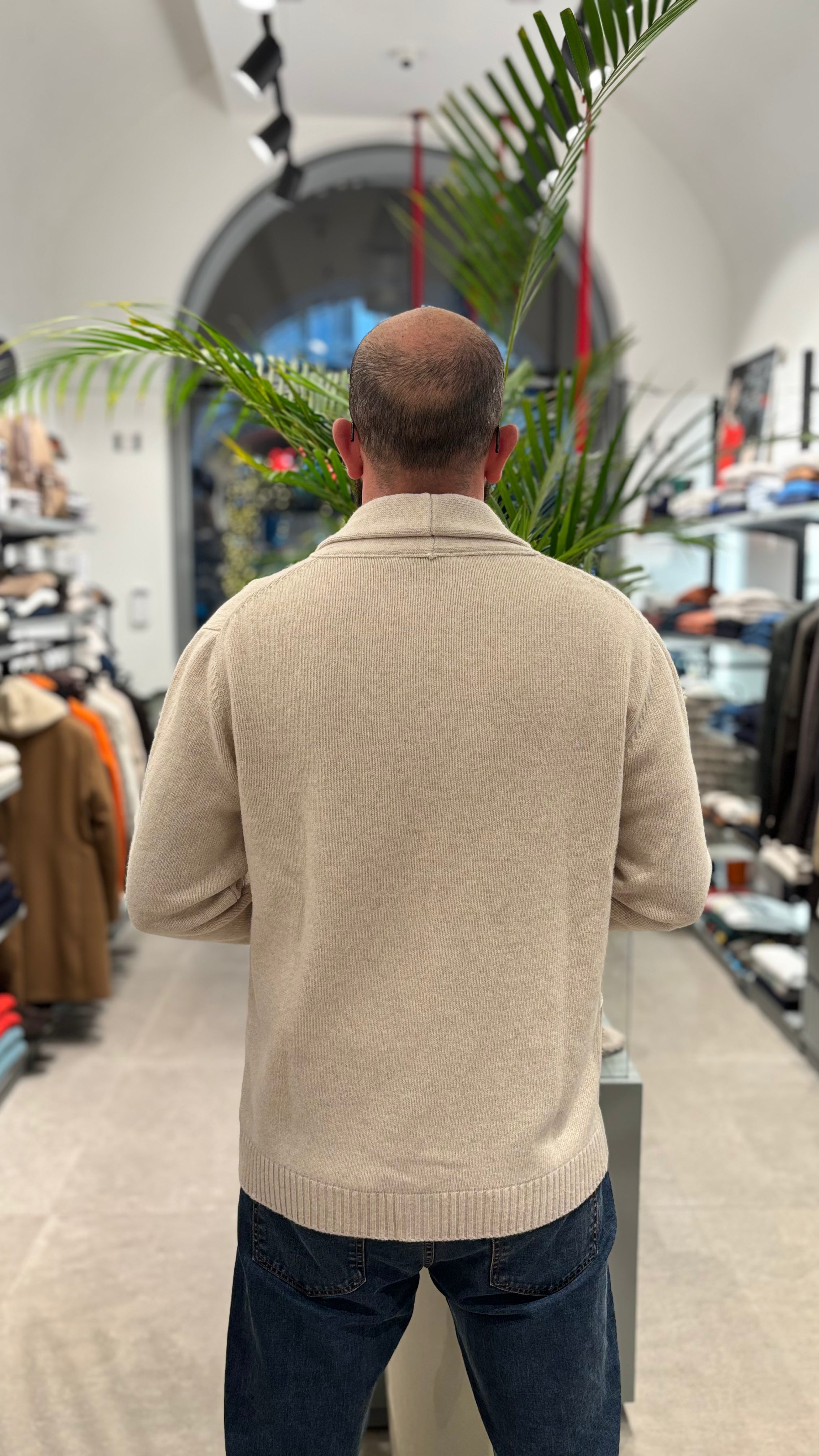 WOOL&CO CARDIGAN SCIALLATO IN LANA BEIGE