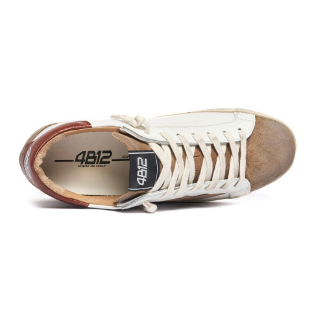 4B12 SNEAKERS SUPRIME-U210 BIANCO E COGNAC