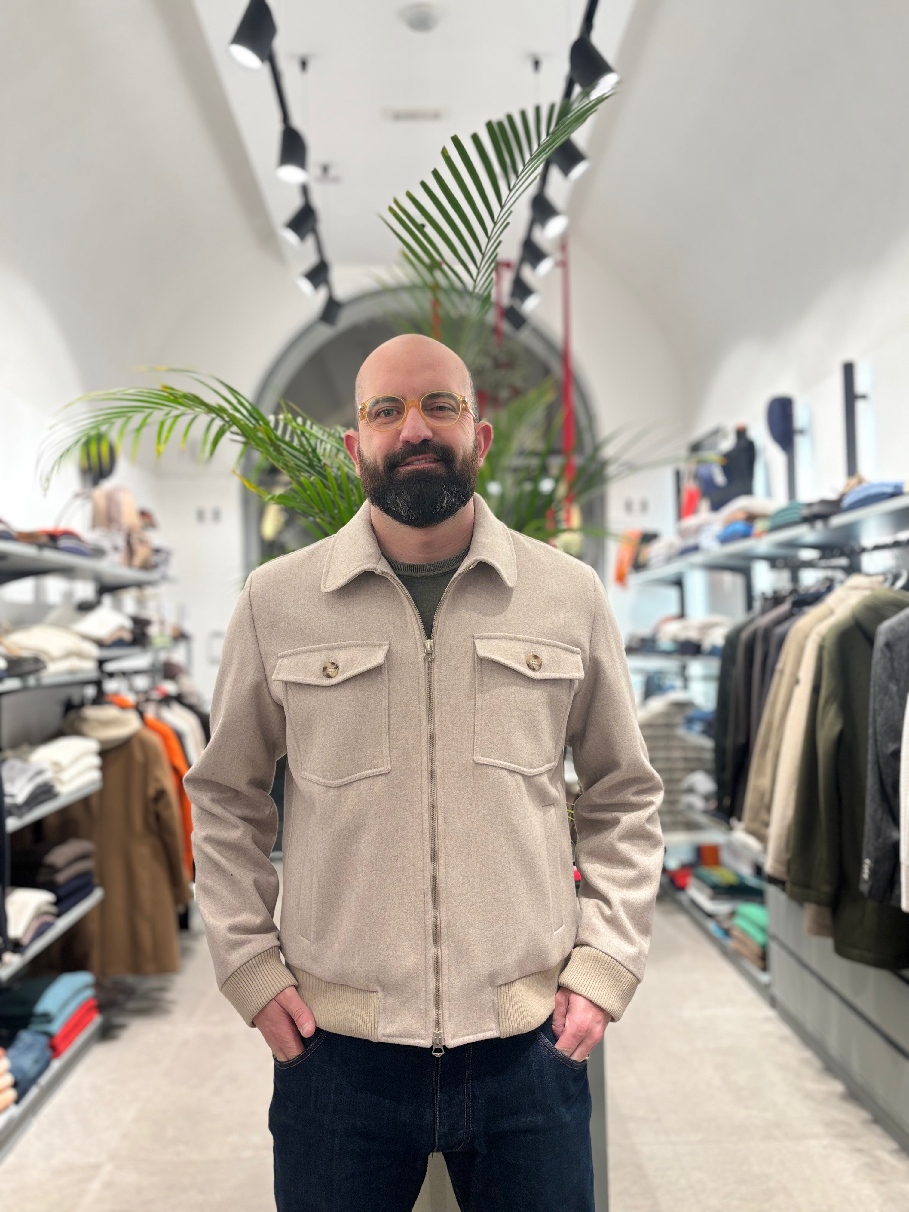 RPL GIUBBOTTO AVIATORE IN LANA BEIGE