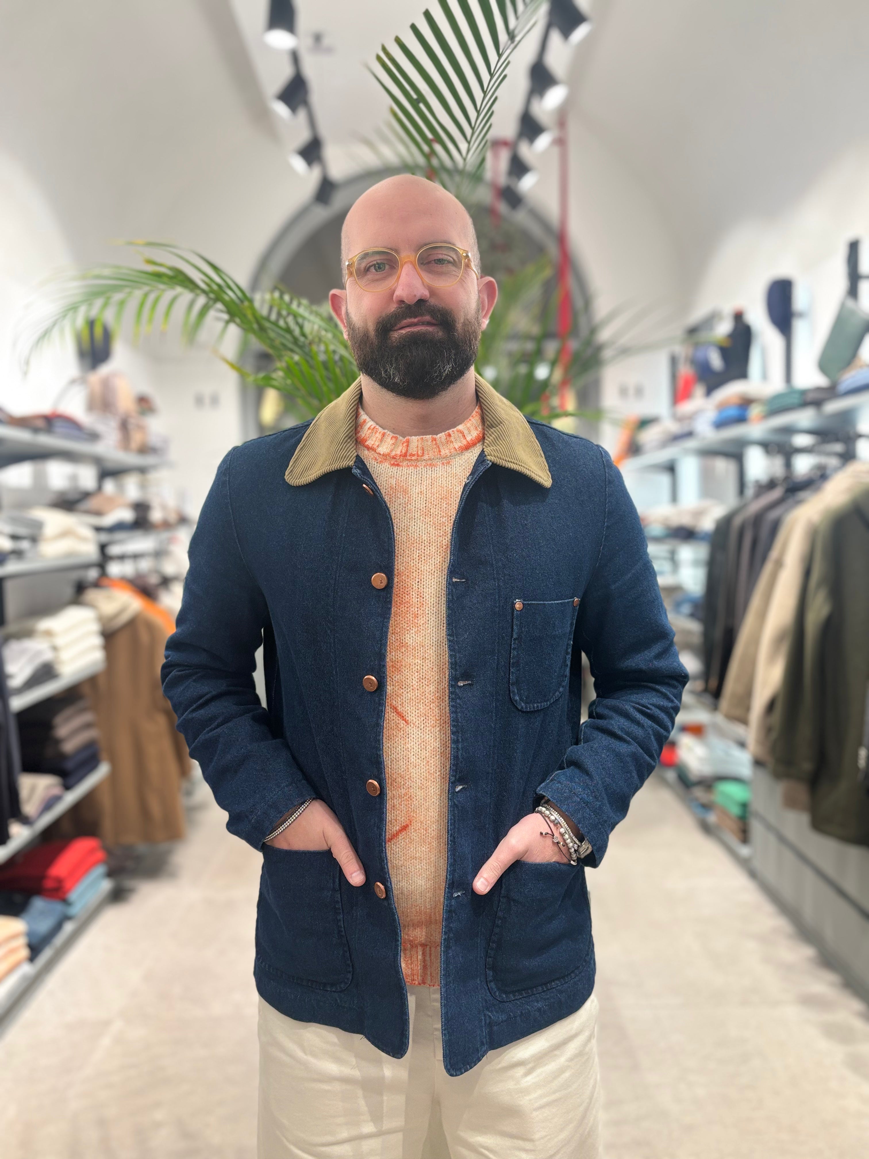 VANDOM GIACCA IN DENIM COLLO VELLUTO A COSTINE