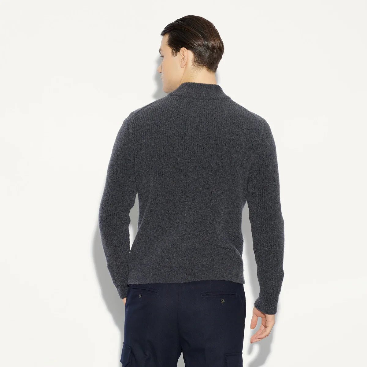 PAOLO PECORA CARDIGAN CON ZIP COSTA INGLESE GRIGIO