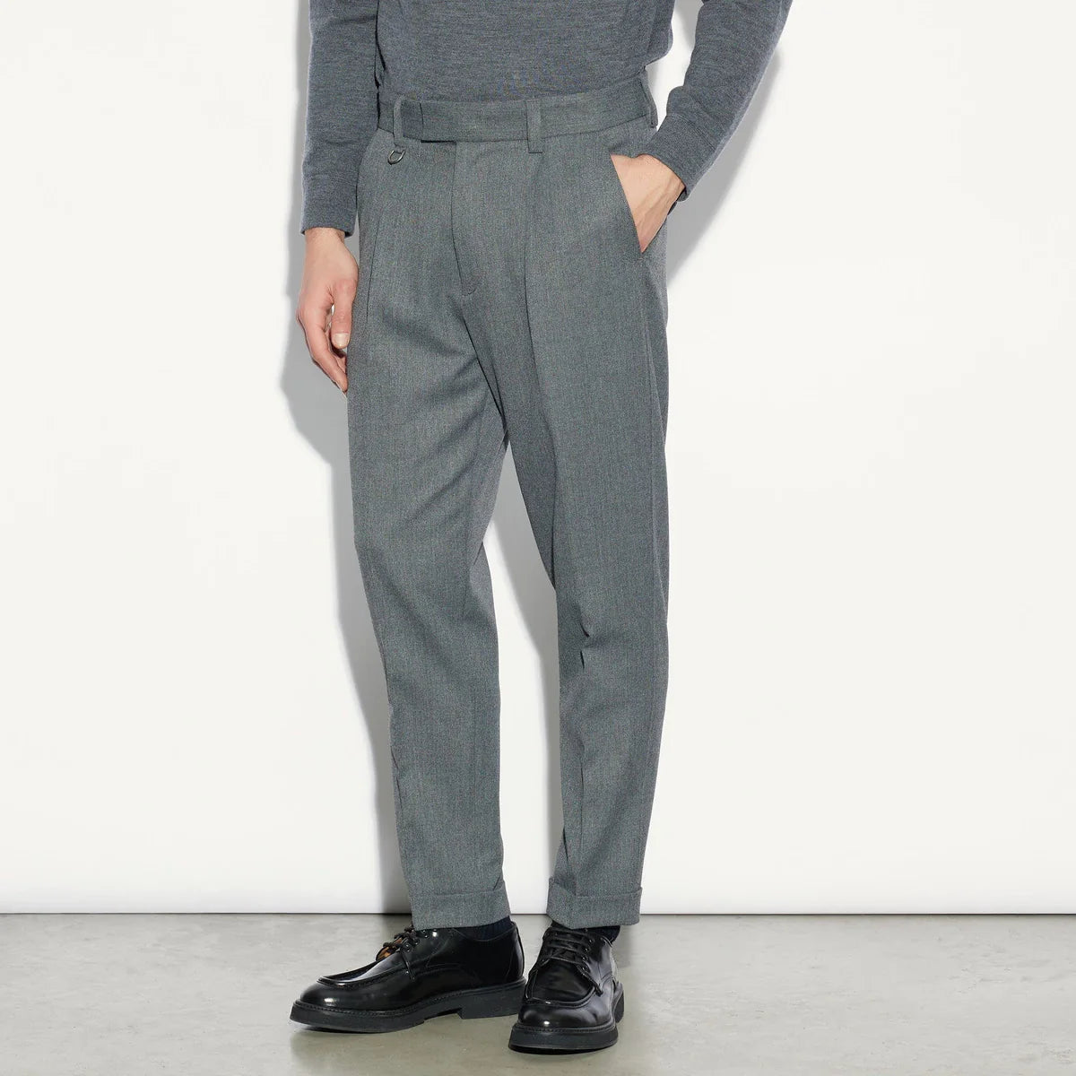 PAOLO PECORA PANTALONE SARTORIALE GRIGIO MÉLANGE