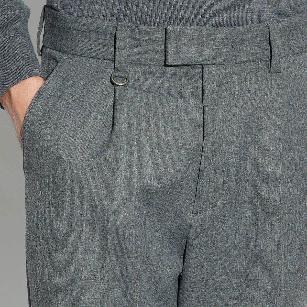 PAOLO PECORA PANTALONE SARTORIALE GRIGIO MÉLANGE