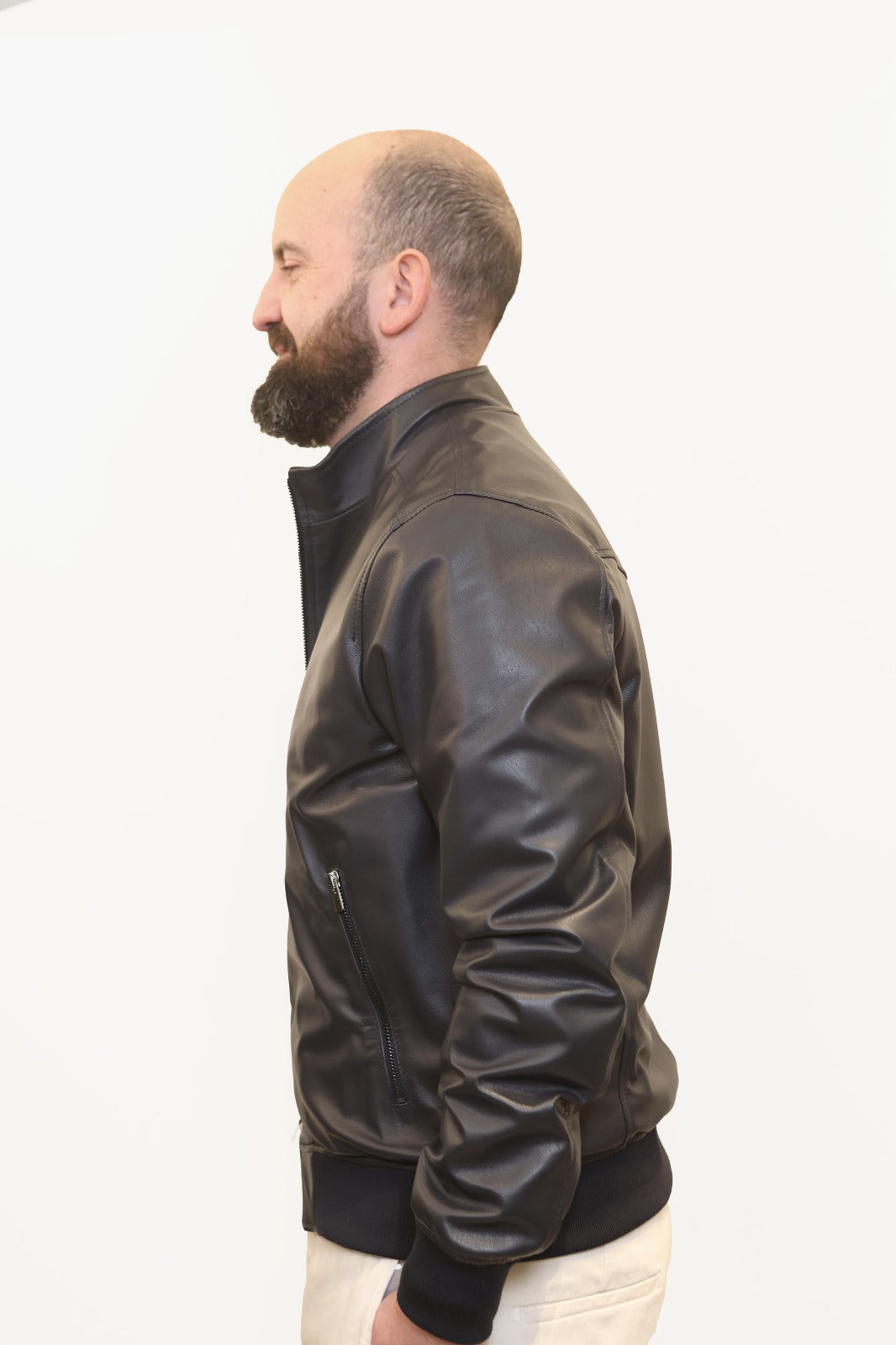 GIUBBO GIUBBINO IN PELLE BLU NAVY
