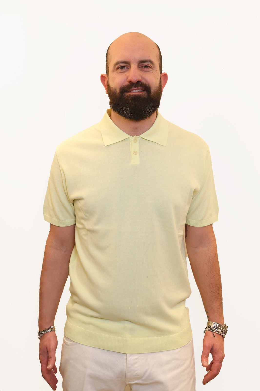WOOL & CO POLO IN FILO DI COTONE LIME