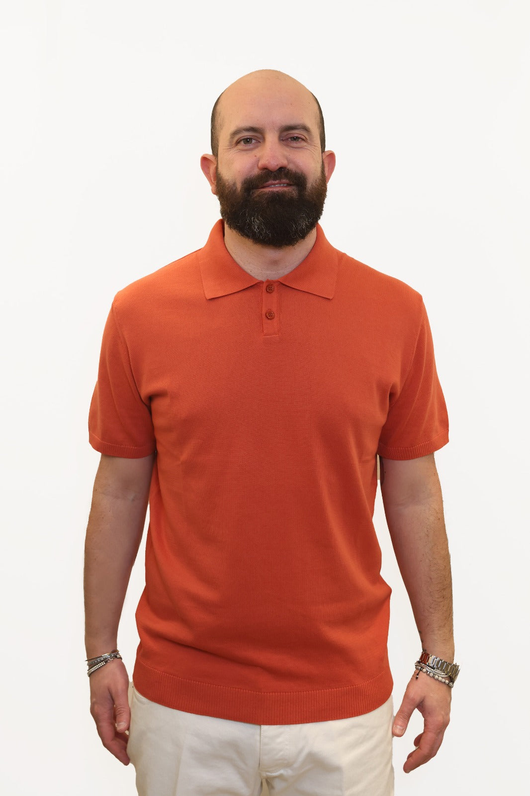 WOOL & CO POLO IN FILO DI COTONE ARANCIO