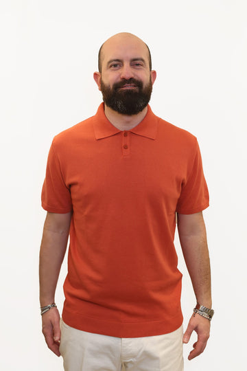 WOOL & CO POLO IN FILO DI COTONE ARANCIO