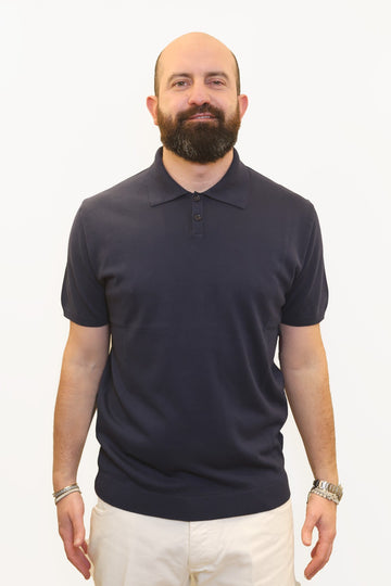 WOOL & CO POLO IN FILO DI COTONE BLU NAVY