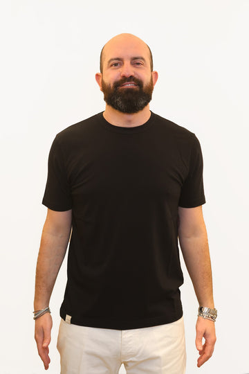 WOOL & CO T-SHIRT SOFT TOUCH IN COTONE NERO