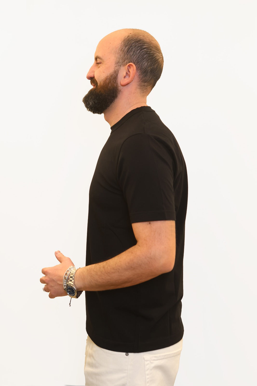 WOOL & CO T-SHIRT SOFT TOUCH IN COTONE NERO