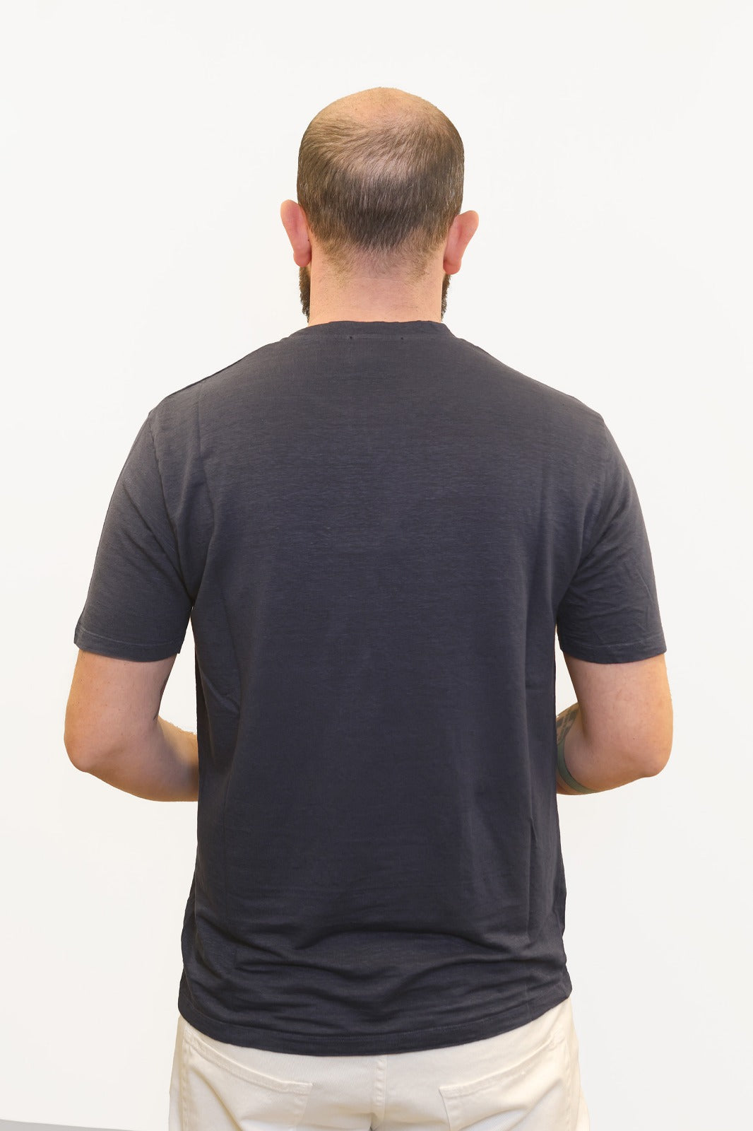WOOL & CO T-SHIRT IN LINO BLU NAVY