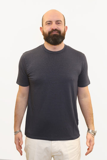 WOOL & CO T-SHIRT IN LINO BLU NAVY