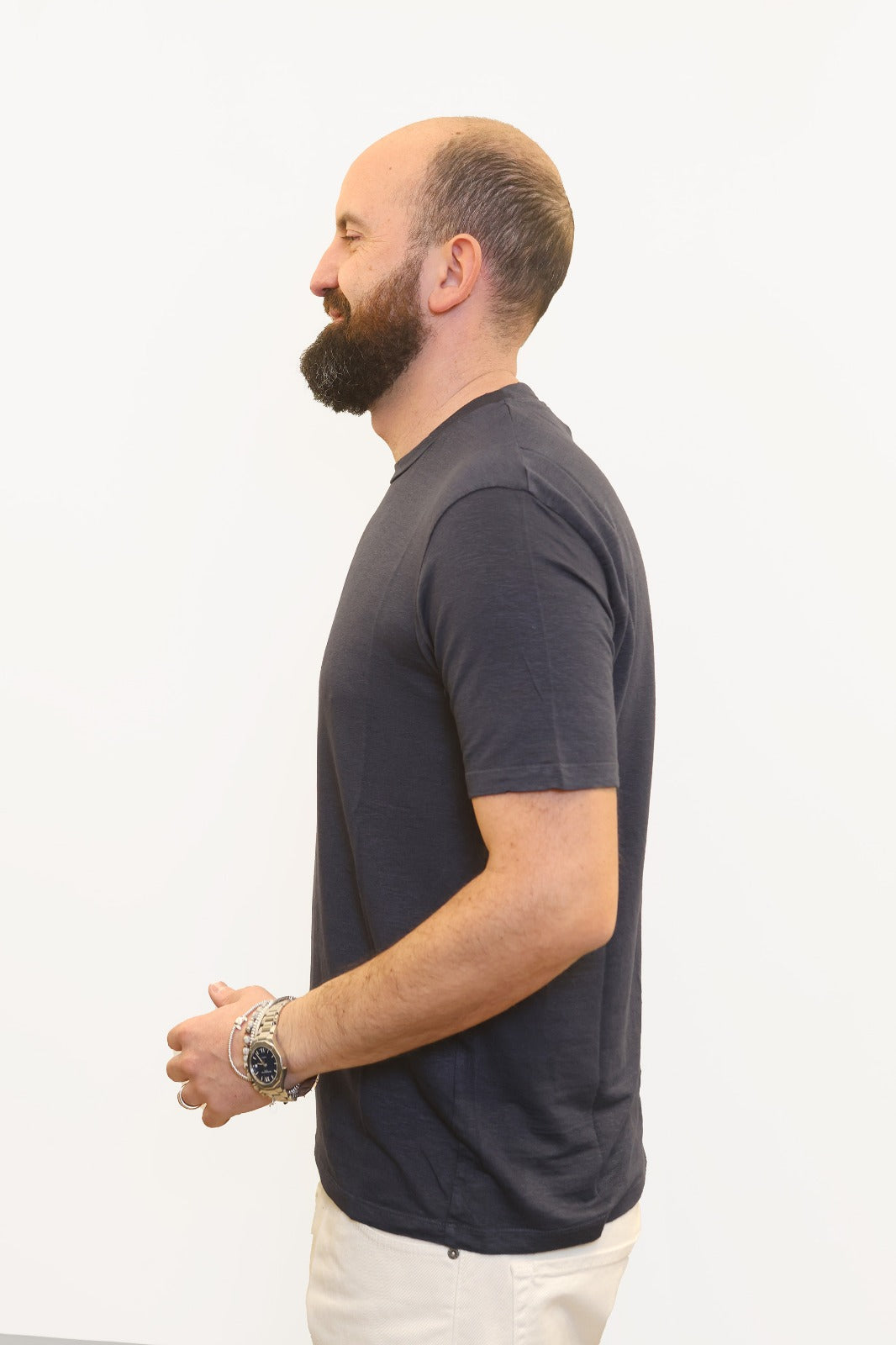 WOOL & CO T-SHIRT IN LINO BLU NAVY