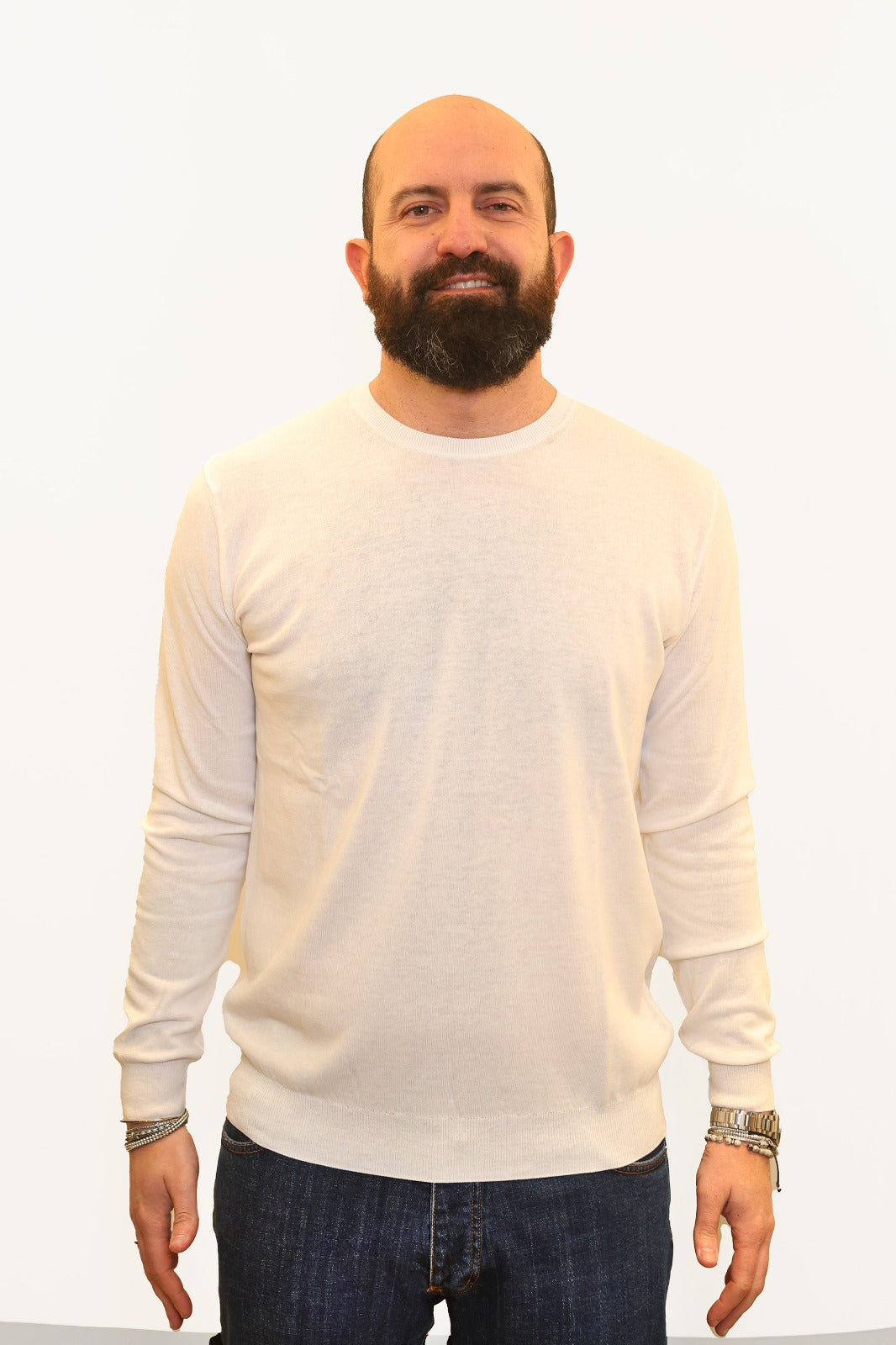RETOIS MAGLIA IN FILO DI COTONE BIANCO