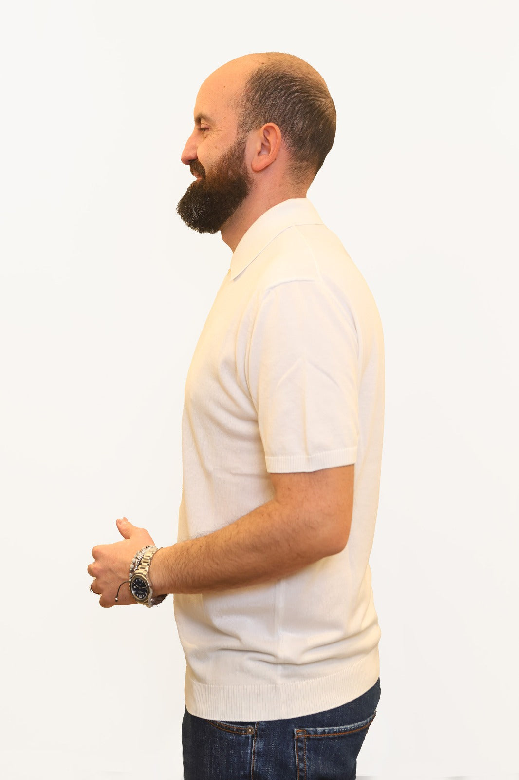 WOOL & CO POLO IN FILO DI COTONE BIANCO
