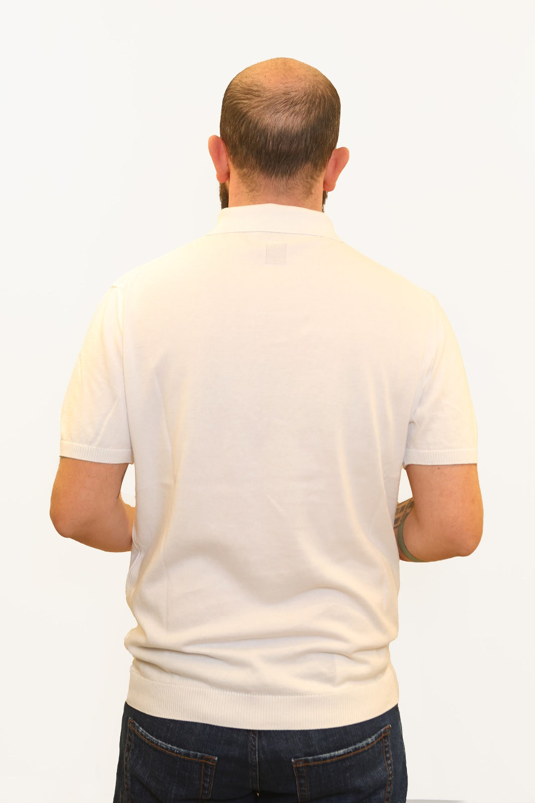 WOOL & CO POLO IN FILO DI COTONE BIANCO