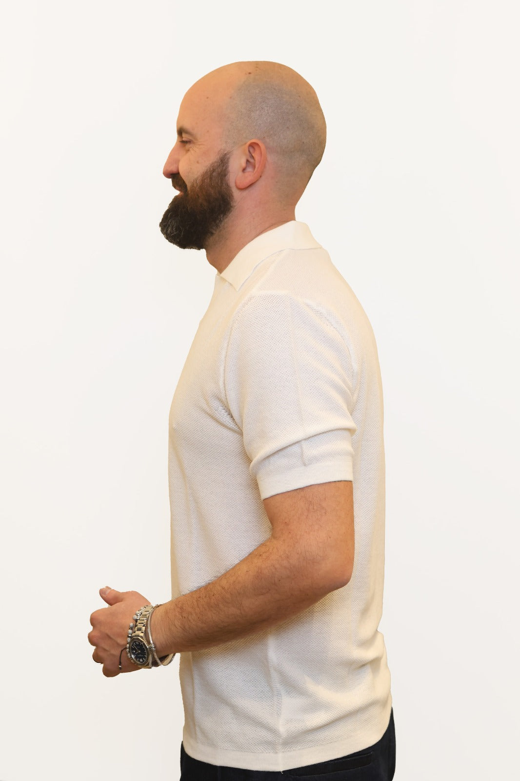 RETOIS POLO DERBY CON TRAMA  IN FILO DI COTONE BIANCO
