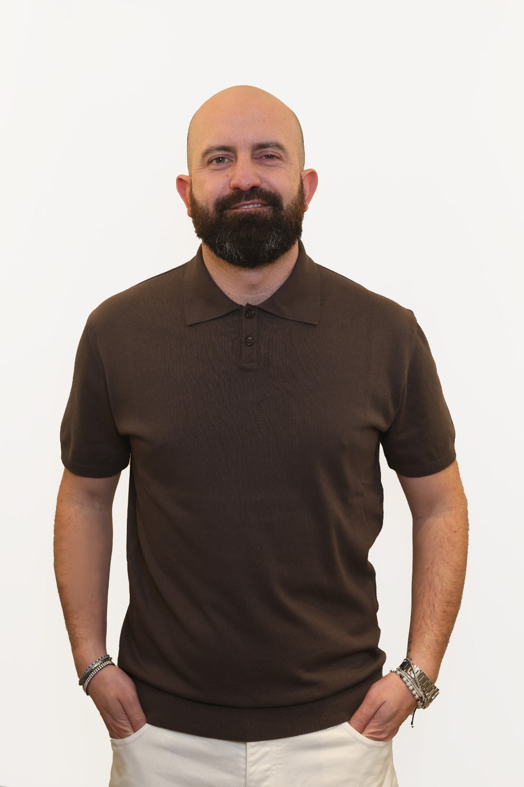 WOOL & CO POLO IN FILO DI COTONE TESTA DI MORO