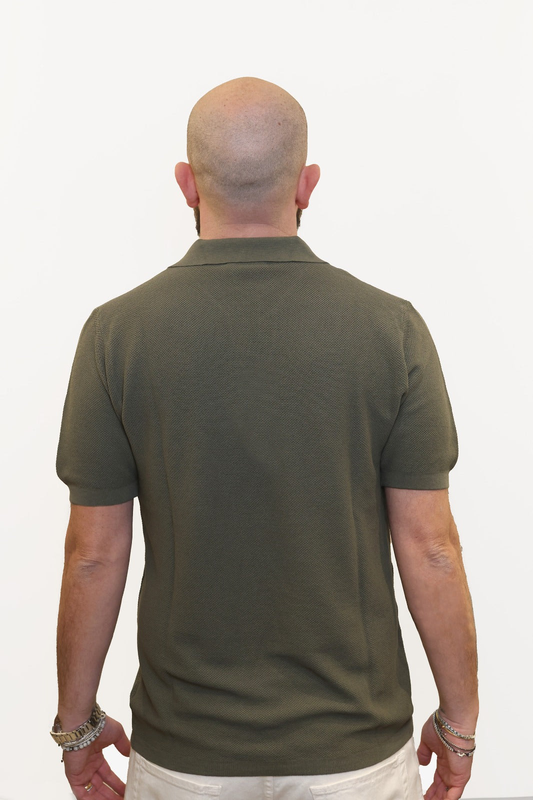 RETOIS POLO DERBY CON TRAMA IN FILO DI COTONE VERDE MILITARE