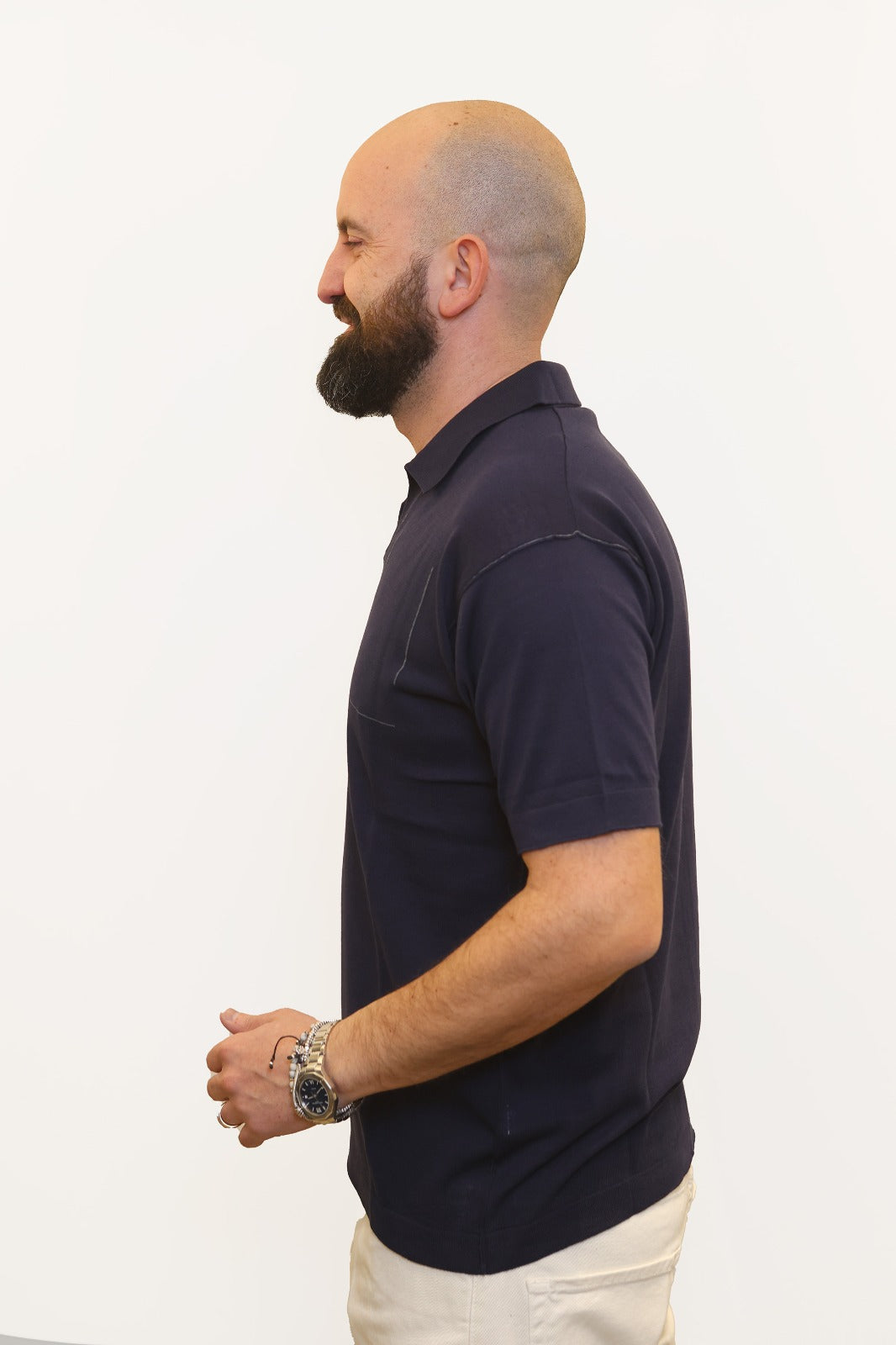 RETOIS POLO DERBY IN FILO DI COTONE CON TASCHINO  RICAMATO BLU NAVY