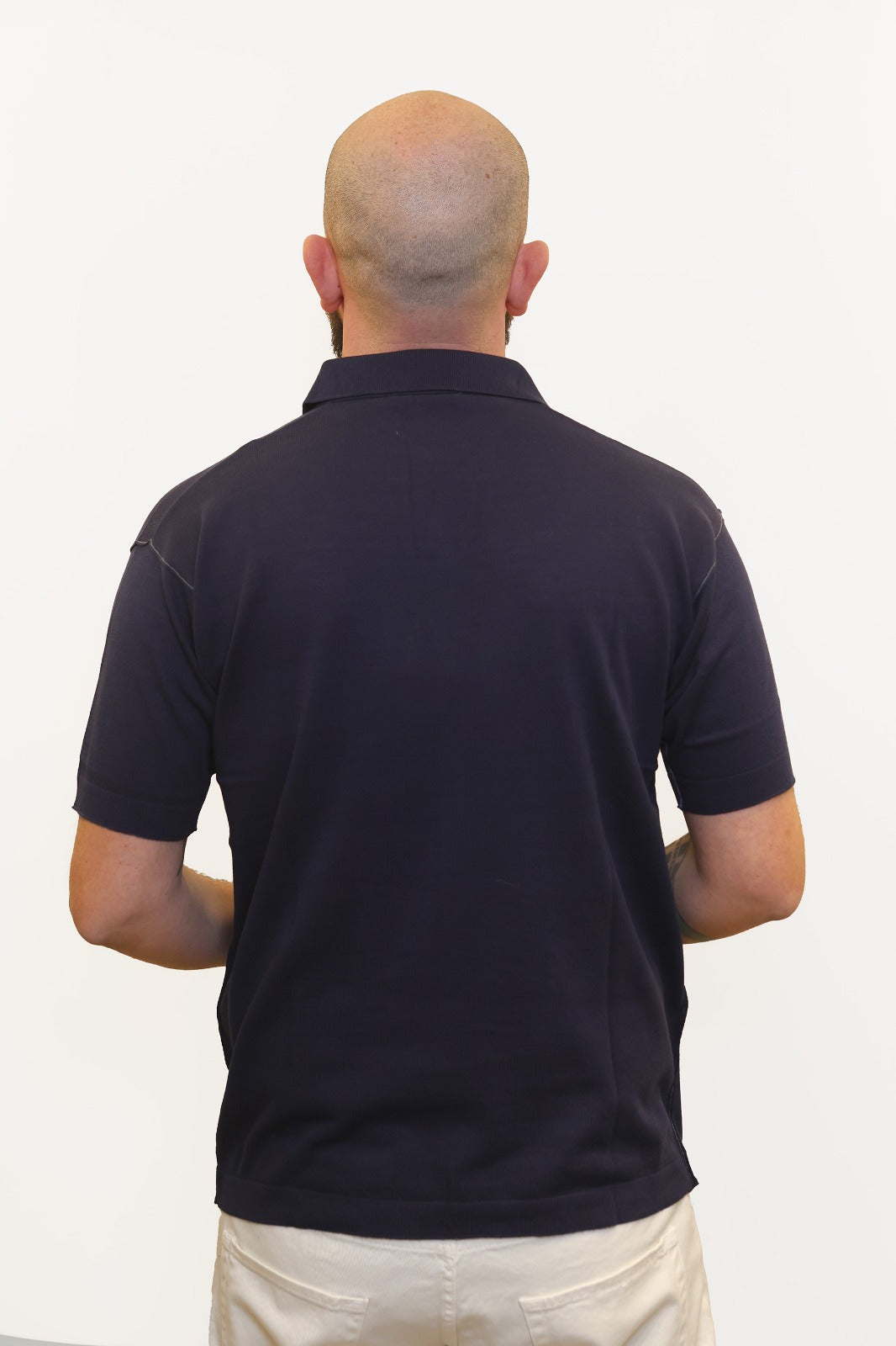 RETOIS POLO DERBY IN FILO DI COTONE CON TASCHINO  RICAMATO BLU NAVY