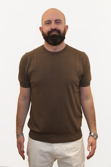 RETOIS T-SHIRT IN CRĖPE DI COTONE MARRONE