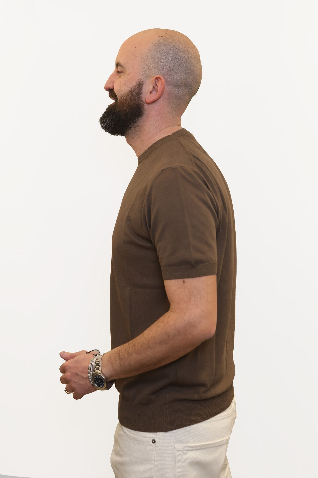 RETOIS T-SHIRT IN CRĖPE DI COTONE MARRONE