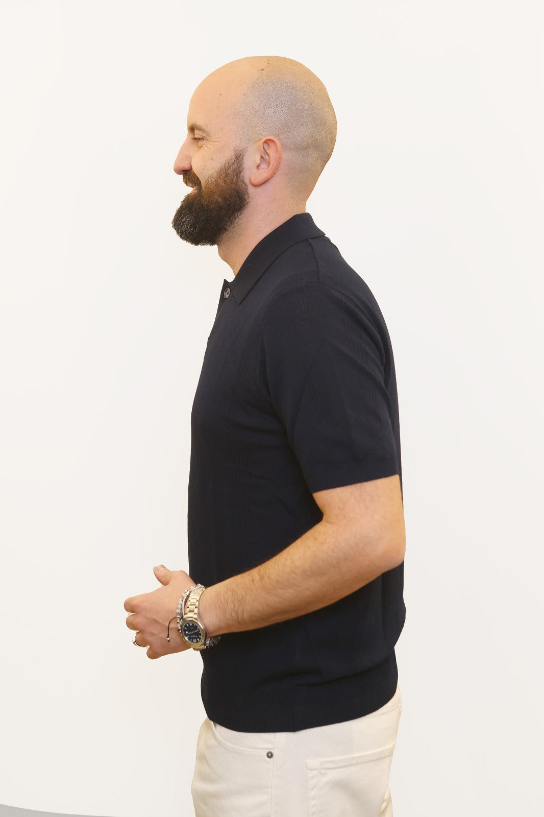 RETOIS POLO TRAMA TRAFORATA IN COTONE BLU NAVY
