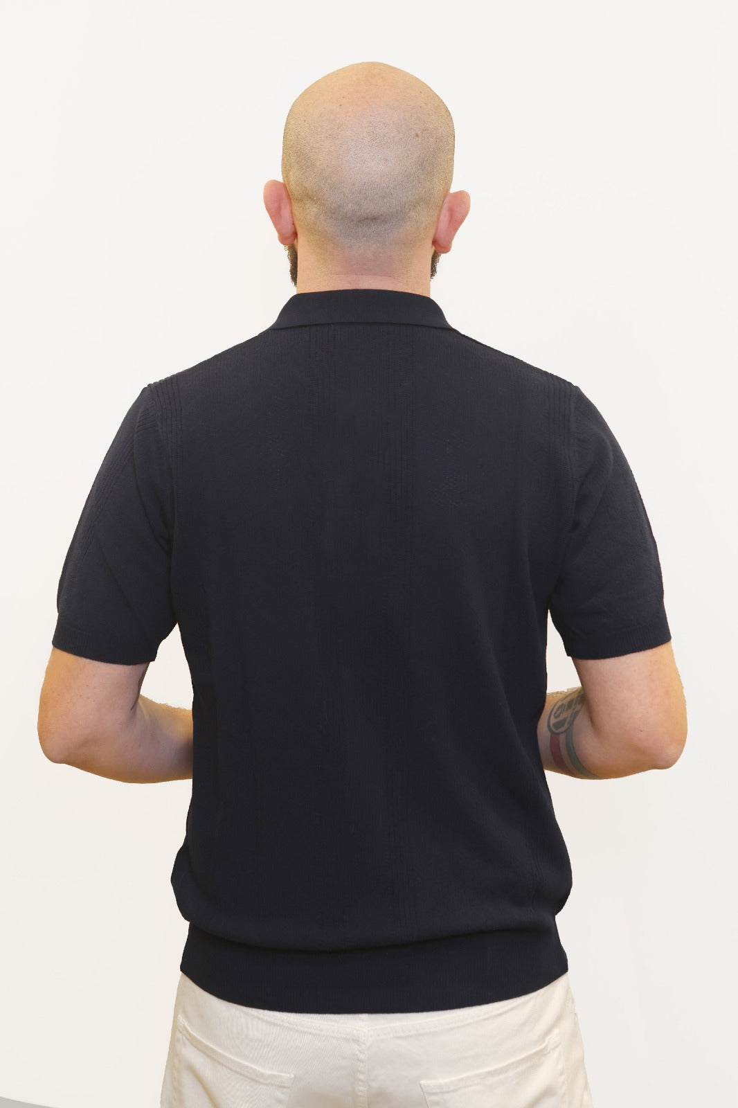 RETOIS POLO TRAMA TRAFORATA IN COTONE BLU NAVY