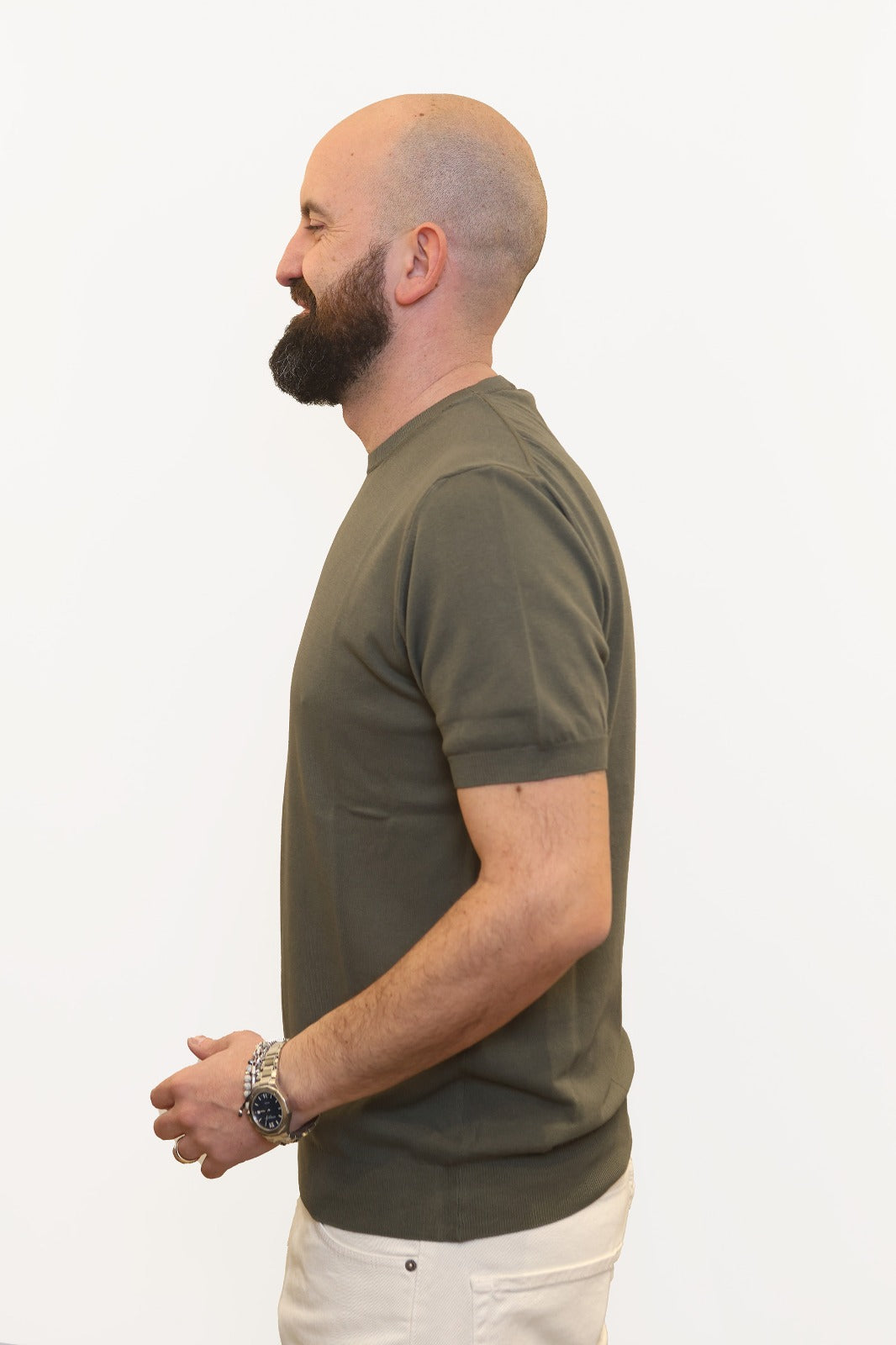 RETOIS T-SHIRT IN CRĖPE DI COTONE VERDE MILITARE