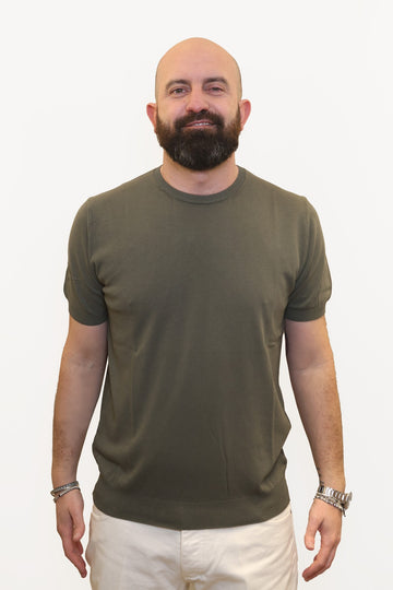 RETOIS T-SHIRT IN CRĖPE DI COTONE VERDE MILITARE
