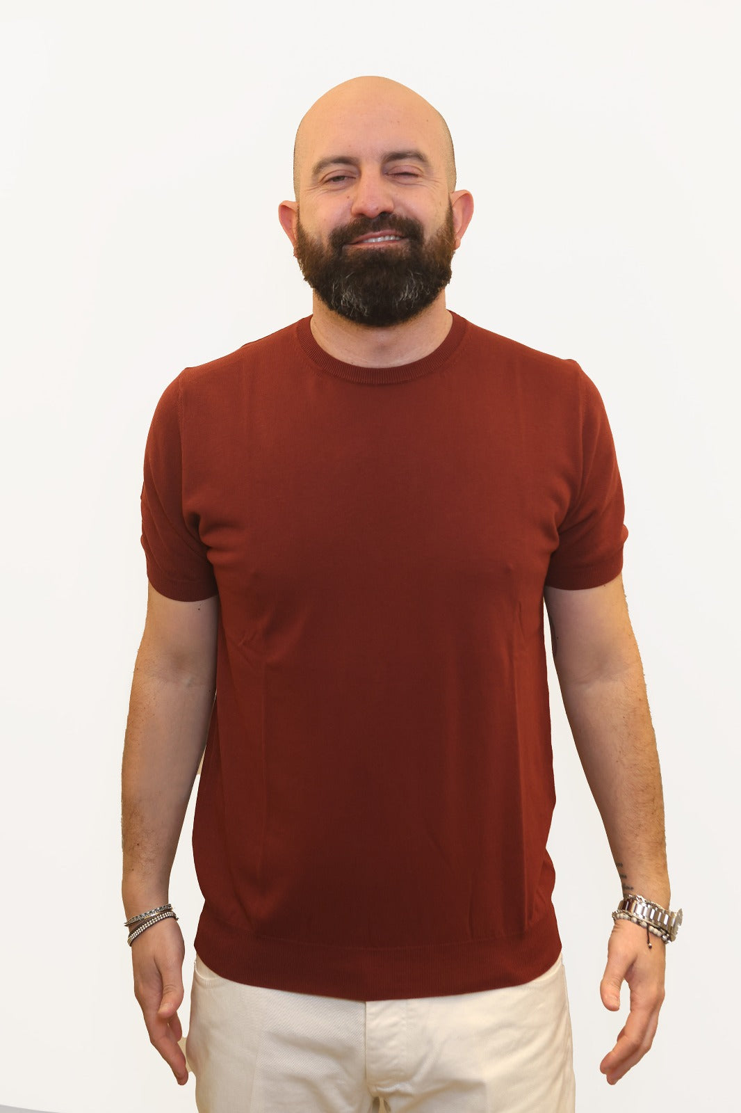RETOIS T-SHIRT IN CRĖPE DI COTONE VINO